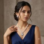 AD Stone Pendant Pearl Necklace
