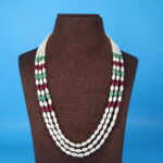 Three Layer Oval Pearl Necklace - Image 2