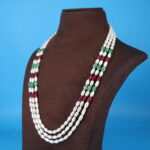 Three Layer Oval Pearl Necklace - Image 3