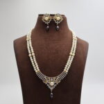 CZ Pendant Pearl Necklace Set - Image 2