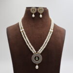 CZ Round Pendant Pearl Necklace - Image 2