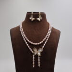 Butterfly Pendant Pearl Necklace Set - Image 2