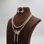 Butterfly Pendant Pearl Necklace Set - Image 2