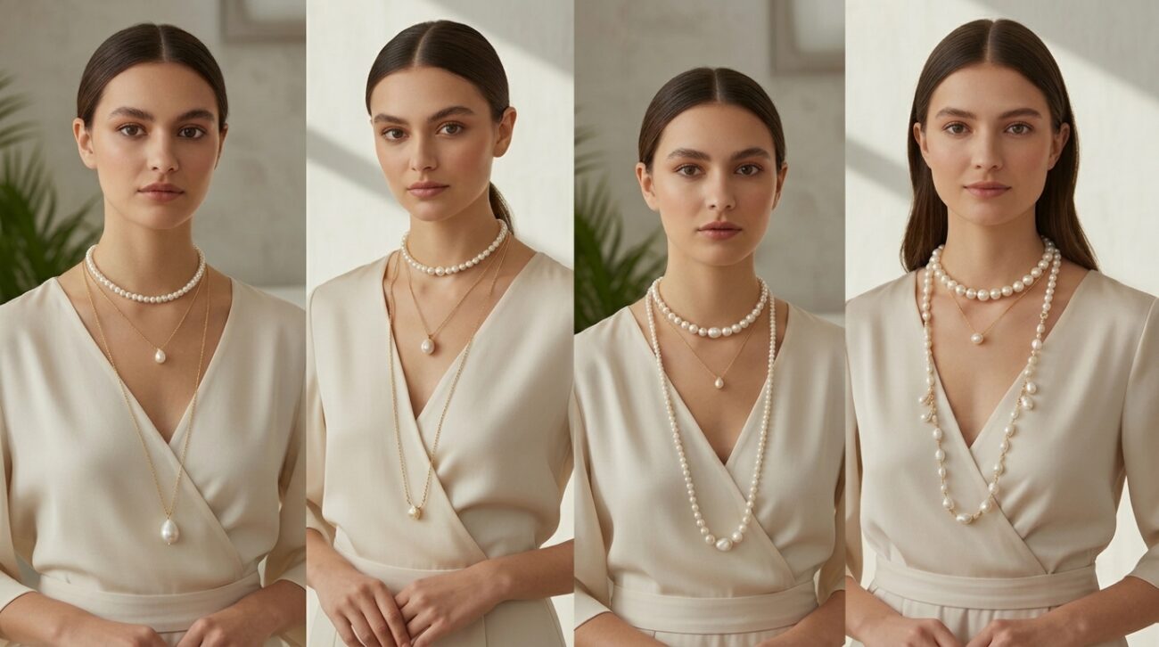white pearl necklace set