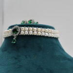 CZ Emerald Pendant Button Pearl Choker - Image 3