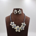 Flower Design Grey Pearl Necklace - Image 2