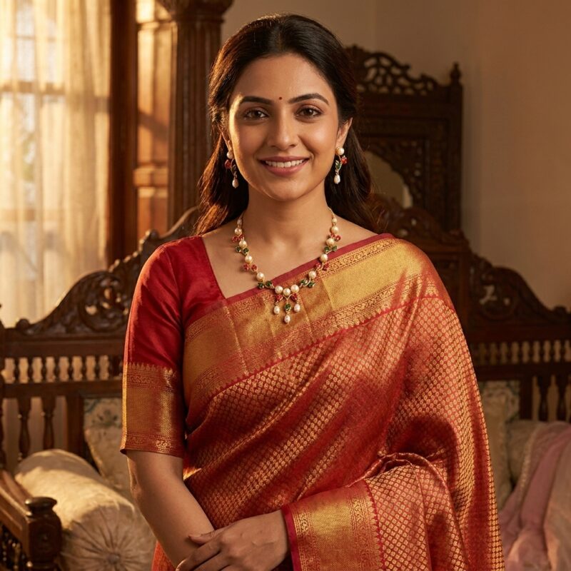 Buy Coral and Jade Combination Necklace Online Hyderabad
