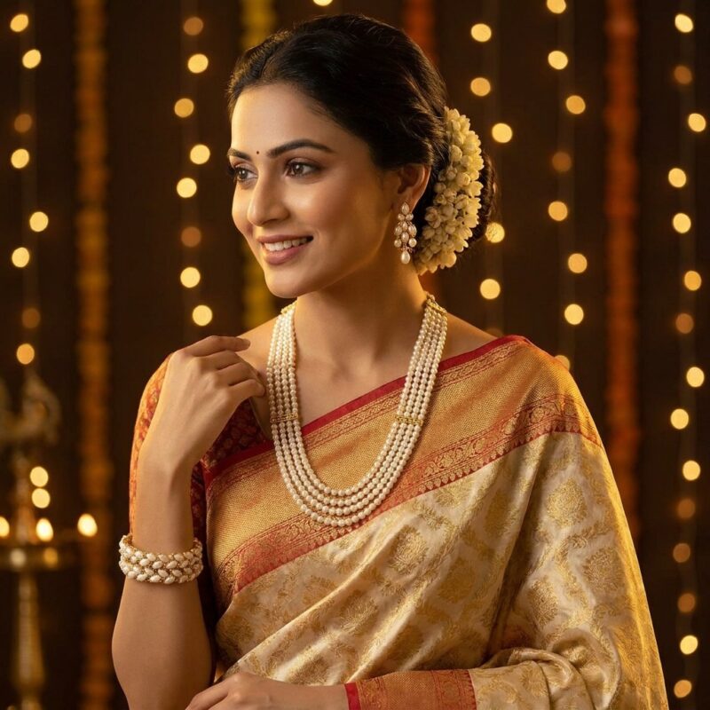 Handcrafted Moti Bangles Set Online for Women & Shop Designer Pearl Jewellery Set Online