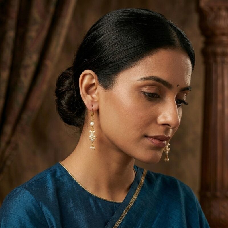 Glamorous Pearl Hoop Earrings 3 Wedding at best pearl shop in hyderabad