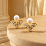 Royal Heart Floral Pearl Earrings - Image 2