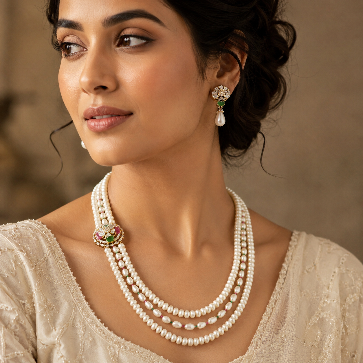Side Brooch Necklace