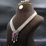 Elegant CZ Stone Pearl Necklace Set - Image 3