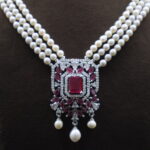 Elegant CZ Stone Pearl Necklace Set - Image 4