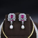 Elegant CZ Stone Pearl Necklace Set - Image 5