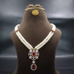 Royal CZ Ruby Pearl Necklace Set - Image 2