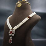 Royal CZ Ruby Pearl Necklace Set - Image 3