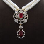 Royal CZ Ruby Pearl Necklace Set - Image 5