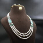 Triple Strand Pearl Necklace Set - Image 2