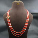 Coral & Pearl Side Brooch Necklace - Image 2