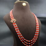 Coral & Pearl Side Brooch Necklace - Image 4