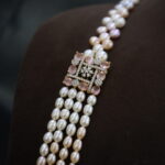 Pink Pendant Side Brooch Pearl Necklace Set - Image 4