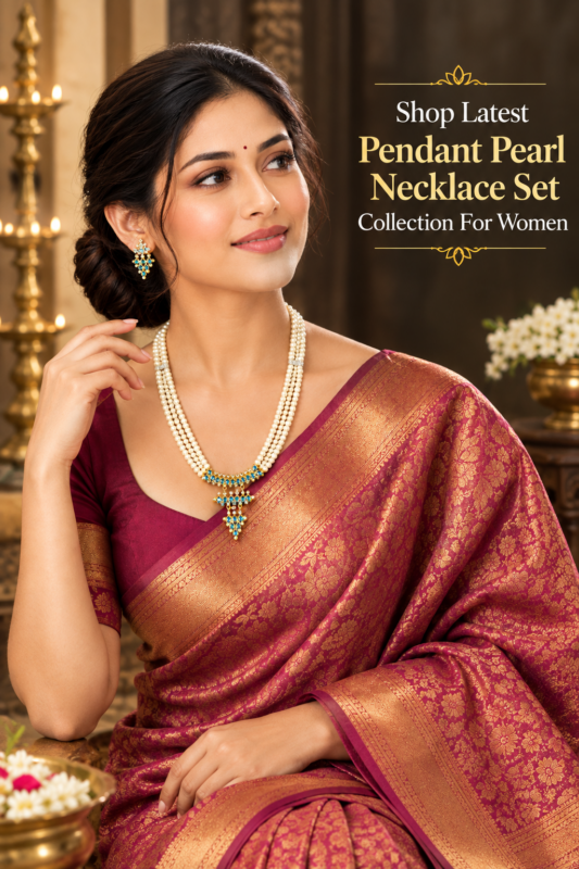 Shop Latest Pendant Pearl Necklace Set Collection For Women