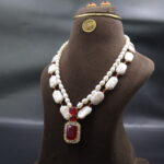 Elegant Ruby & Portrait Pearl Necklace SET - Image 3
