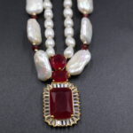 Elegant Ruby & Portrait Pearl Necklace SET - Image 4