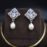 CZ AD Stone 2 Layer Pendant Pearl Necklace - Image 5