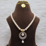 AD Stone Circular Pendant Pearl Necklace - Image 2