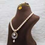 AD Stone Circular Pendant Pearl Necklace - Image 3