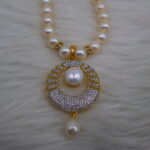AD Stone Circular Pendant Pearl Necklace - Image 4
