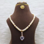 White Pearl Necklace with a Heart-Shaped Pendant - Image 2