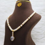 White Pearl Necklace with a Heart-Shaped Pendant - Image 3