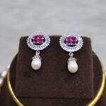 Pink Cz Stone Pearl Necklace - Image 5