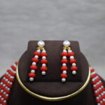 Multi-Strand Pumkin Coral and Pearls Necklace - Image 5
