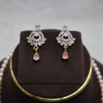 Pastel Pink CZ Pendant Pearls Necklace - Image 5