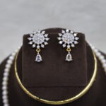 Pearl Necklace With AD Stone Pendant Set - Image 5