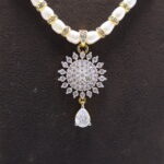 Pearl Necklace With AD Stone Pendant Set - Image 4