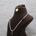 CZ Green Stone Pendant PEARL NECKLACE - Image 3