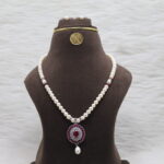 Single Layer Pearl Necklace CZ Pendant - Image 2