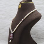 Single Layer Pearl Necklace CZ Pendant - Image 3