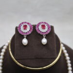 Single Layer Pearl Necklace CZ Pendant - Image 5