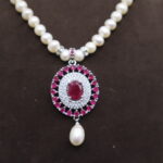 Single Layer Pearl Necklace CZ Pendant - Image 4