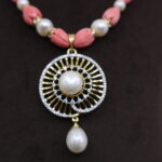 Pearl Necklace with Sunburst Pendant - Image 4