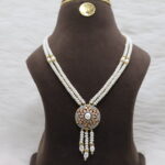 Pearl Necklace with Pink Stone Pendant - Image 2