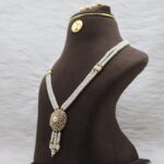 Pearl Necklace with Pink Stone Pendant - Image 3