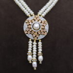 Pearl Necklace with Pink Stone Pendant - Image 4