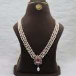 Classic Hyderabadi Soft Pink Pearl Necklace - Image 2