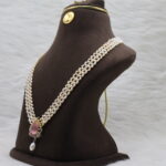 Classic Hyderabadi Soft Pink Pearl Necklace - Image 3